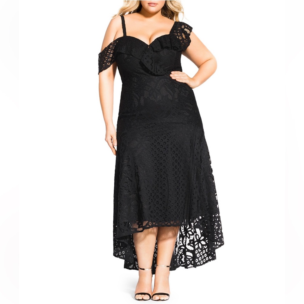 NWT City Chic Femme Fatale Lace Maxi Dress Size 18